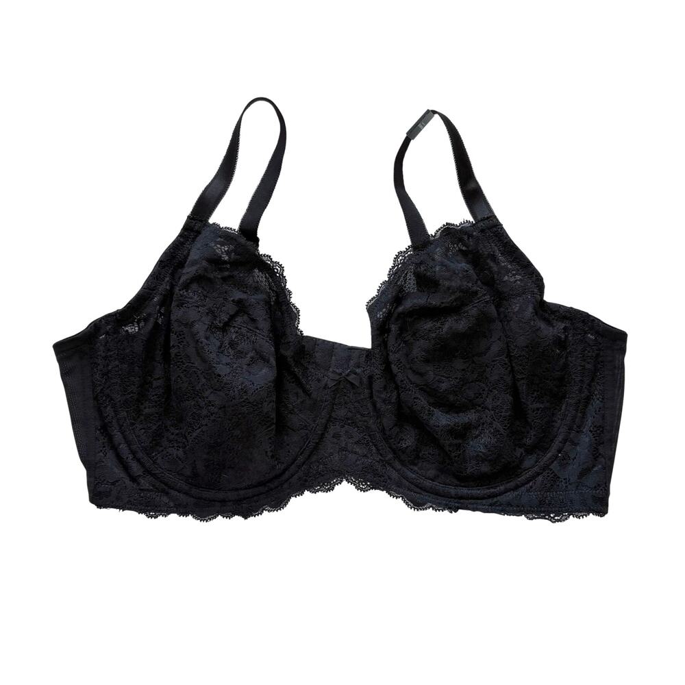 NWT Torrid Full Coverage Unlined Super Soft Lace Straight Back Bra in Black 42D